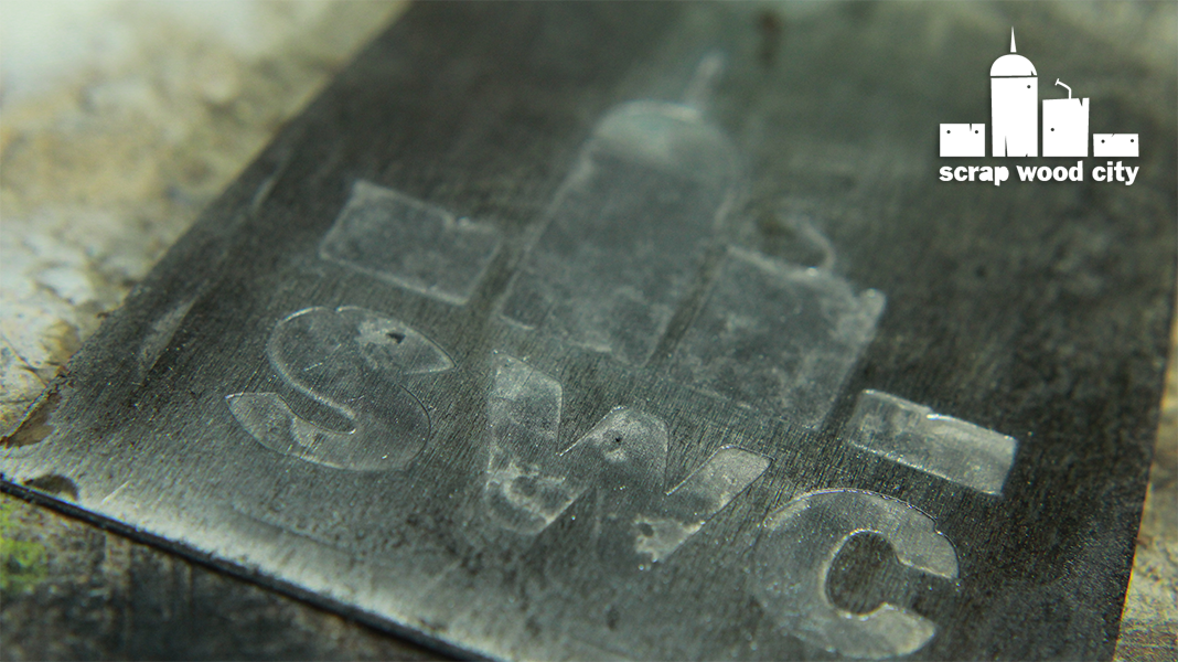 scrap wood city DIY electrolytic metal etching with 9V batteries