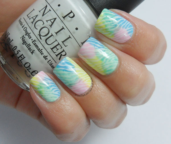 watercolour effect - Yes Love 243 (yellow), Yes Love Y17 (pink), Barry M