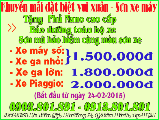 Sơn xe máy tặng khuyến mãi đến 500.000đ Sơn xe máy tặng khuyến mãi đến 500.000đ