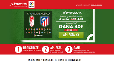 Sportium Supercuota 4 Atletico gana Granada +100 euros 5 diciembre Sportium Supercuota 4 Atletico gana Granada +100 euros 5 diciembre
