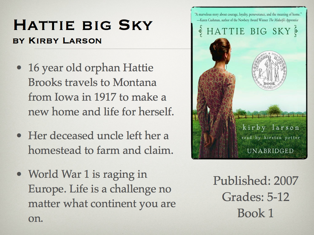 Young Adult Reading Machine Hattie big Sky by Kirby Larson