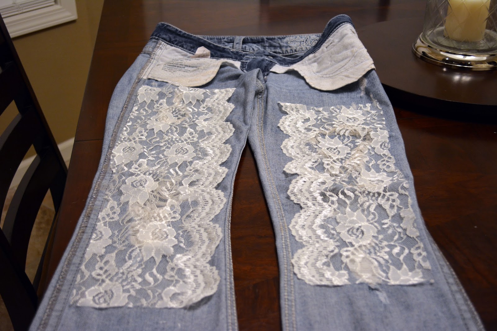 So Miscellaneous DIY Lace Jeans (easy fix)