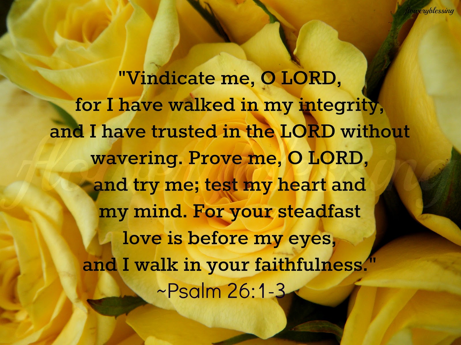 Flowery Blessing: '"Vindicate me, O LORD, for I have walked in my