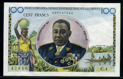 currency money Africa 100 Francs Felix Eboue banknote