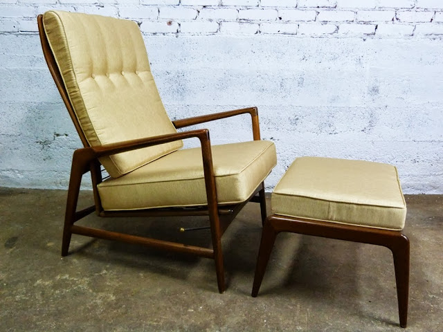 Vintage Danish Modern Selig IB Kofod Larsen Lounge Chair Recliner with Ottoman #1