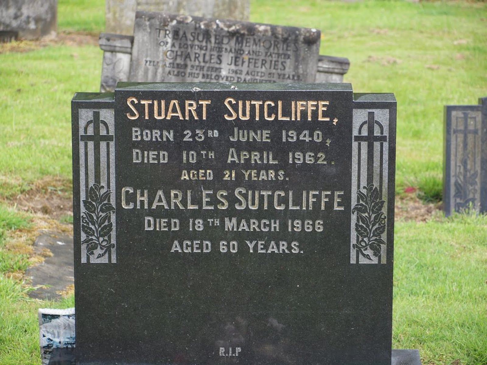 STUART SUTCLIFFE  GRAVESTONE  1st BEATLE BASS GUITAR PLAYER BEATEN TO DEATH BEFORE PAUL McCARTNEY