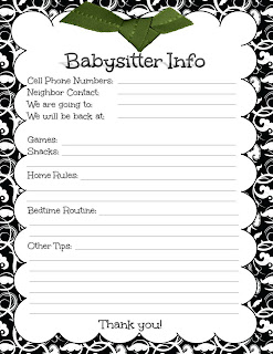Dynamite image throughout babysitter info sheet printable Playful image regarding babysitter info sheet printable
