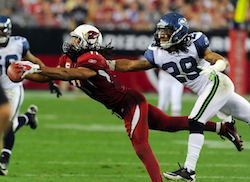 Larry Fitzgerald of Arizona makes an incredible, diving, one-handed catch against Seattle in Week 17