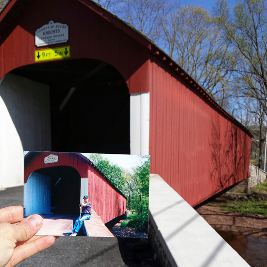 A covered bridge in Springtown, Pennsylvania. - He Traveled To The EXACT Same Places As His Grandparents, The Photos Brought A Lump To My Throat. A covered bridge in Springtown, Pennsylvania. - He Traveled To The EXACT Same Places As His Grandparents, The Photos Brought A Lump To My Throat.
