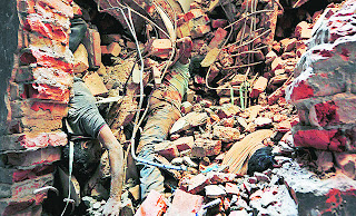 Corpses trapped in debris of Rana Plaza building, Dhaka, Bangladesh