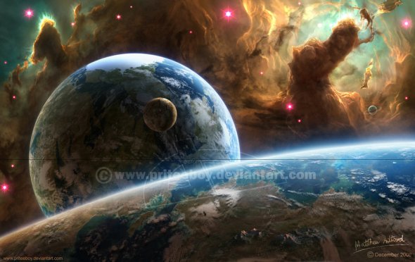 As ilustrações de ficção e fantasia espacial com cenas de universos imaginários de Matthew Attard Matthew Attard priteeboy deviantart ilustrações ficção universo espaço