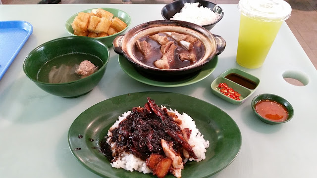 bak ku teh roast meat rice and sugarcane juice