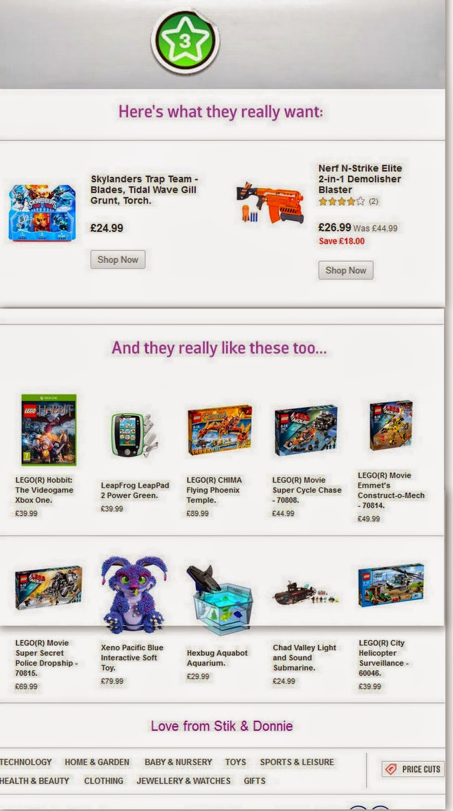 The Brick Castle The super simple Argos Christmas Wishlist app. for children aged 3+