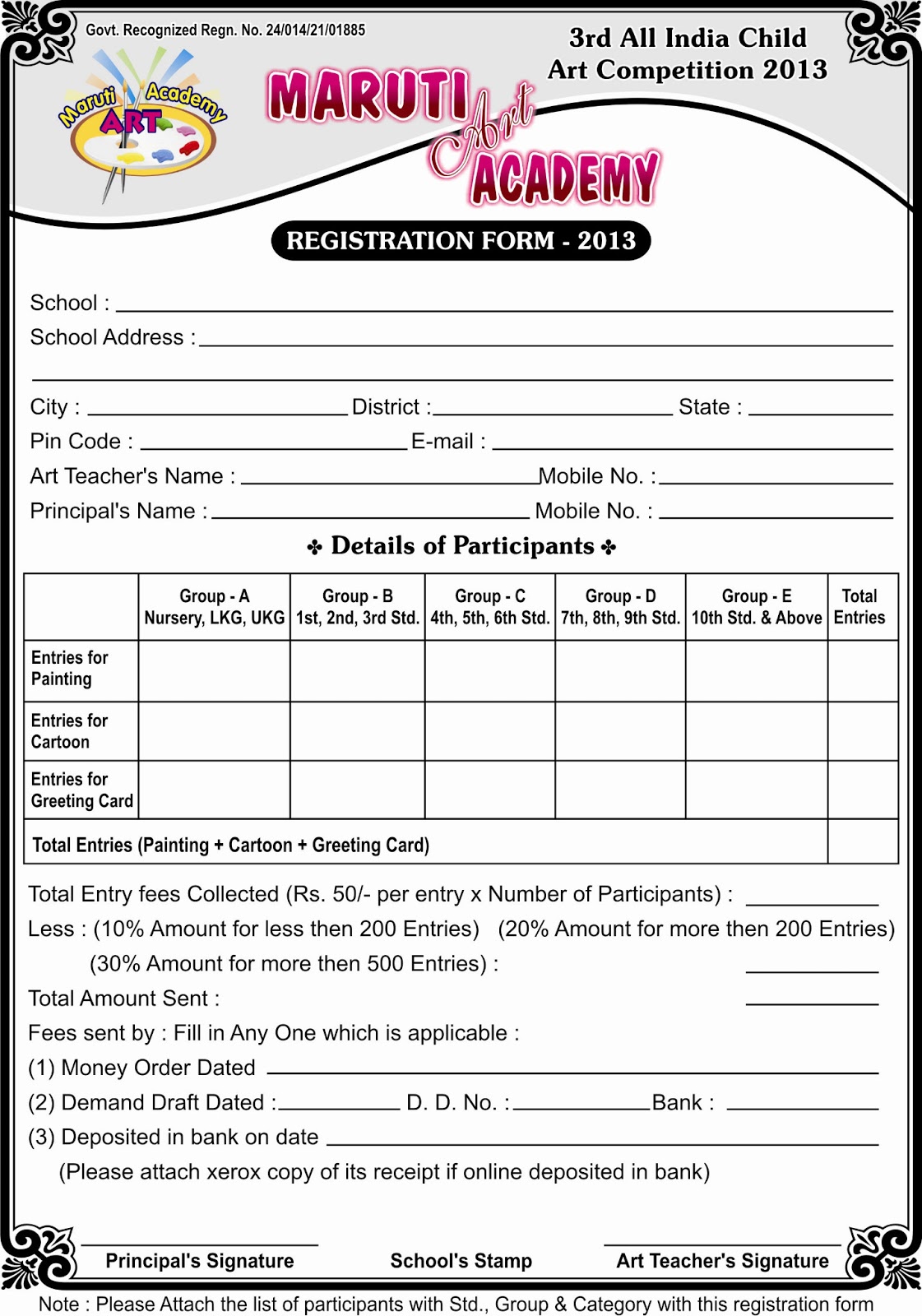 MARUTI ART ACADEMY All India Child Art Competition 2013