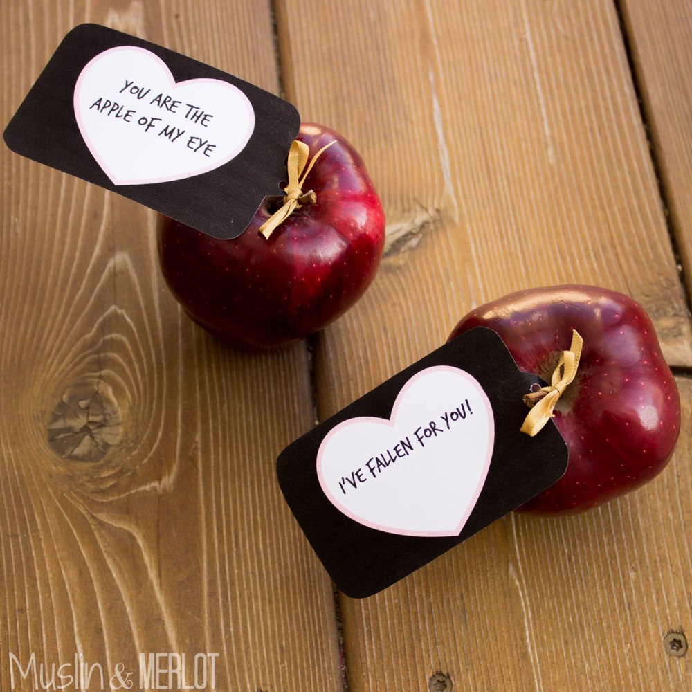 Easy Apple Valentine Free Printable Apple Tags! Muslin and Merlot