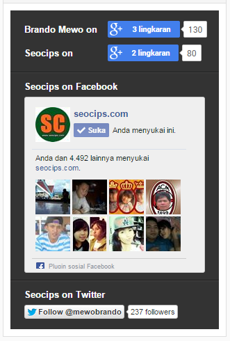 cara membuat widget sosial Google plus, Facebook dan Twiter di Blogger cara membuat widget sosial Google plus, Facebook dan Twiter di Blogger