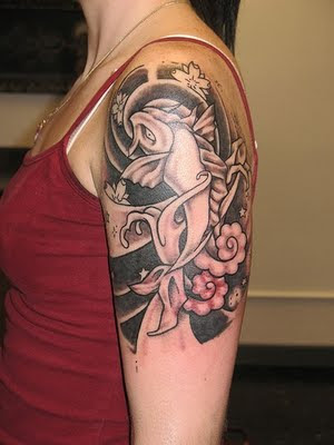 Koi Fish Tattoo Design Koi fish are usually depicted in black and white