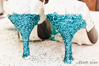 heels covered with glitter