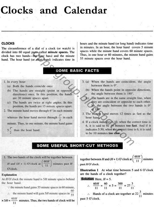 Clocks and Calender- for APPSC and Bank PO Exams - Aptitude Part 22