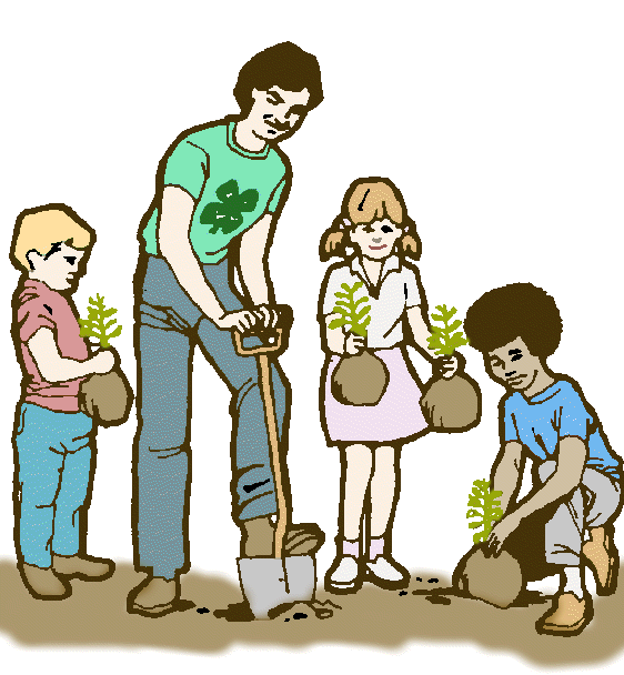 people planting trees