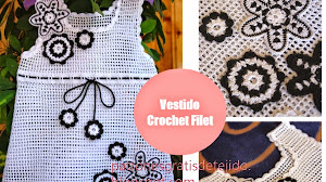 Vestido de niña en crochet filet