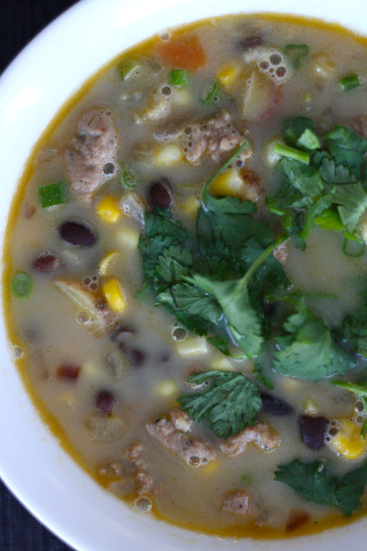 cher stuff chorizo, black bean & corn chowder