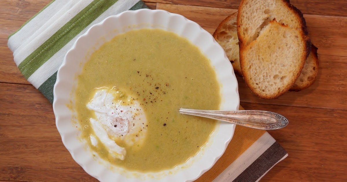 Creamy Asparagus Soup w/ Poached Egg total time 50 minutes Alley's