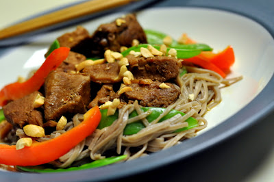 Slow-Cooker Asian Pork with Bell Peppers, Snow Peas, and Soba Noodles - Photo by Taste As You Go