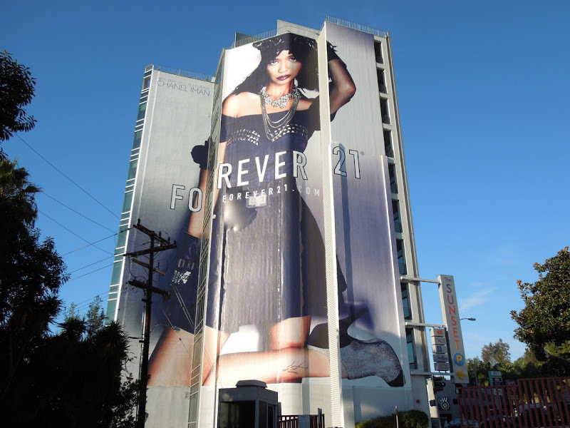 Giant Chanel Iman Forever 21 billboard Sunset Strip Giant Chanel Iman Forever 21 billboard