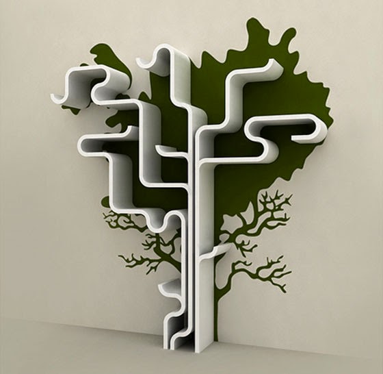 Intertwined bookshelf for interior decoration