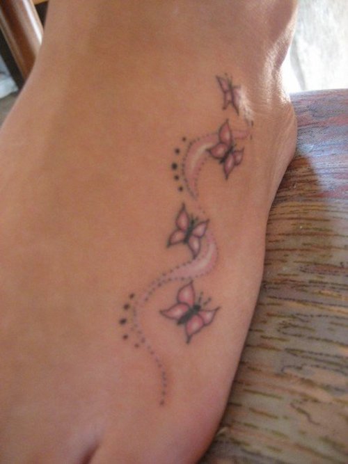 Small Butterfly Foot Tattoo Design for Younger Girls