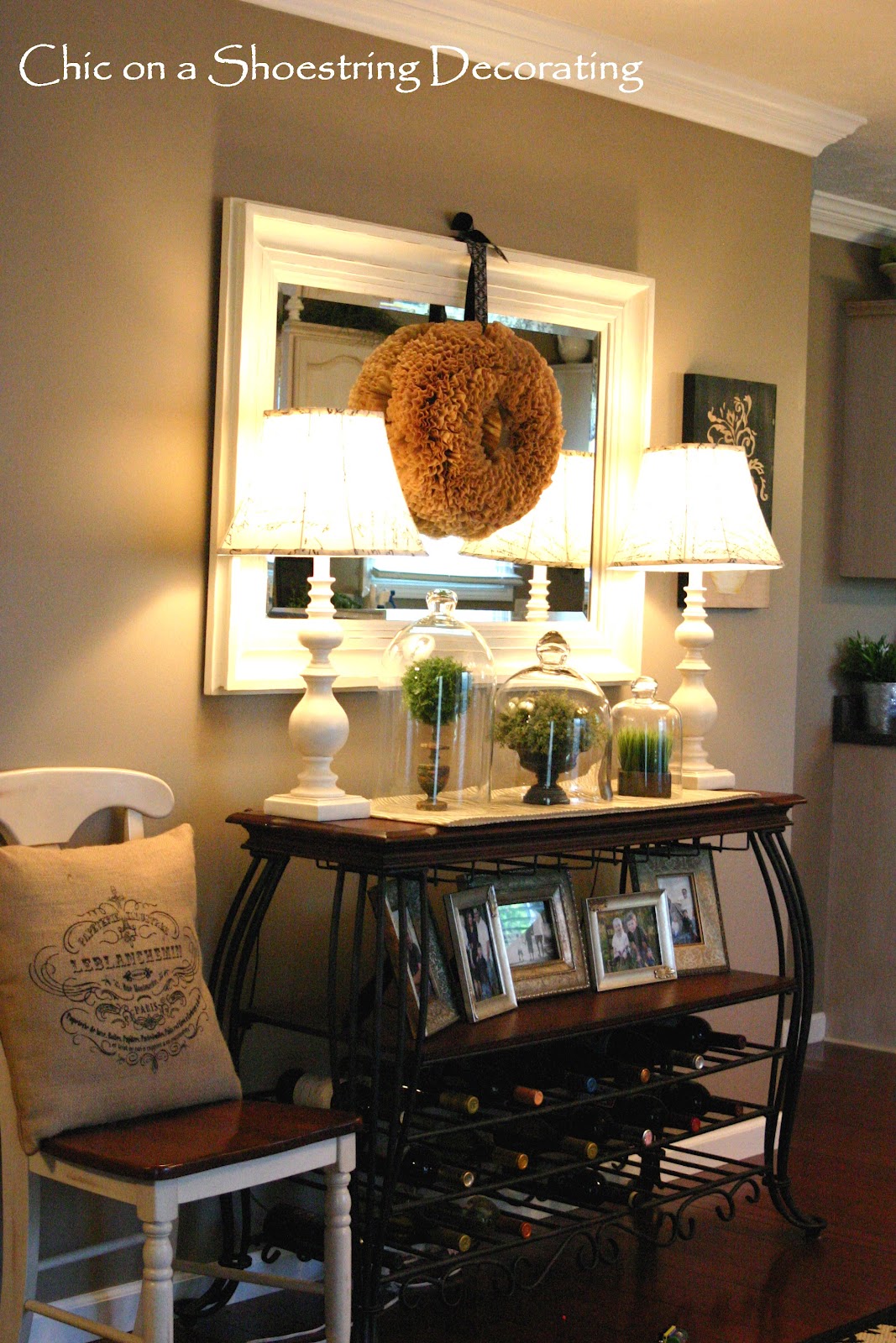 Chic on a Shoestring Decorating A Frenchy Burlap Pillow and Spring Decor