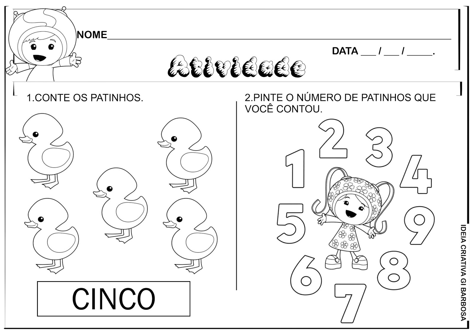 matemática infantil atividades matemática números 1 2 3 4 e 5 umizoomi