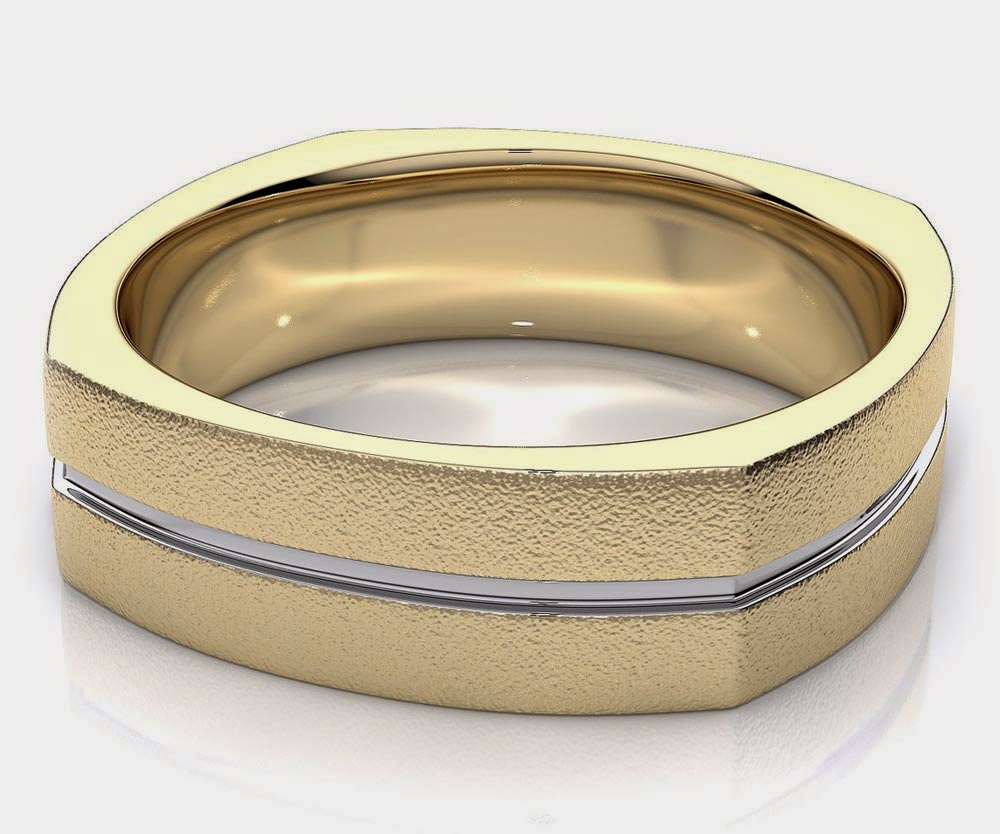 Men's Yellow Gold Light and Silver Wedding Bands Design