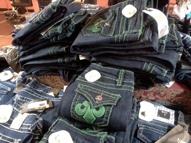 Green stitch jeans
