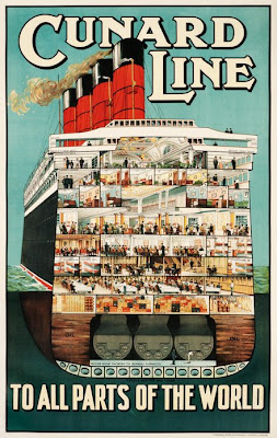printables, classic posters, free download, graphic design, retro prints, travel, travel posters, vintage, vintage posters, Cunard Line, To All Parts of the World - Vintage Travel Poster