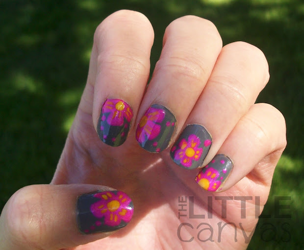 tropical-ish flower nail art