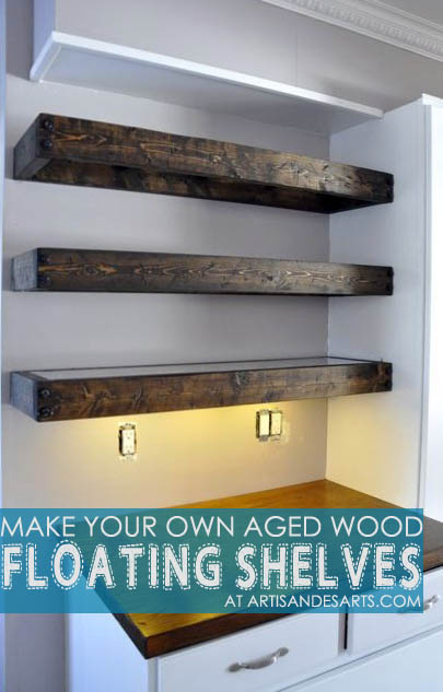 artisan des arts: Aged wood floating shelves - DIY with instructions!