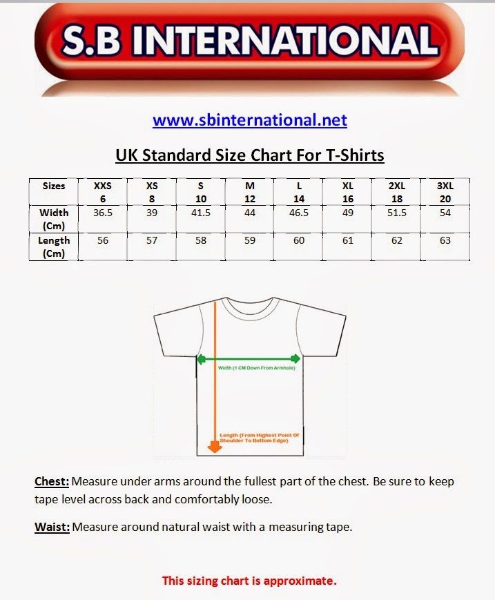 T Shirt Size Chart International