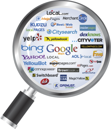 http://ezlocal.com/lp/Premium.aspx This is a picture of a magnifying glass with an assortment of search engines such as Google, Bing, Yahoo, and Yelp.