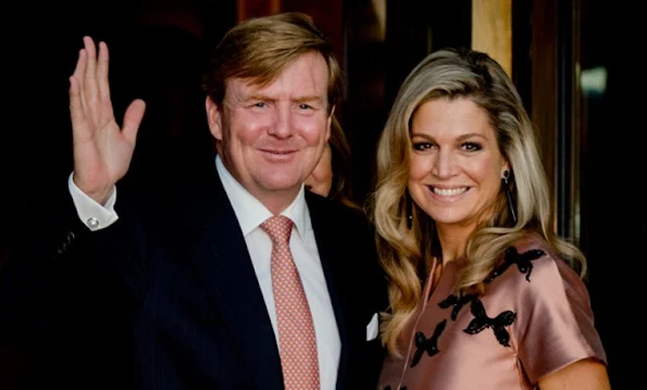 Queen Maxima and King Willem-Alexander and Princess Beatrix at Carre theater for the final celebrations of 200 years Kingdom of the Netherlands in Amsterdam. 