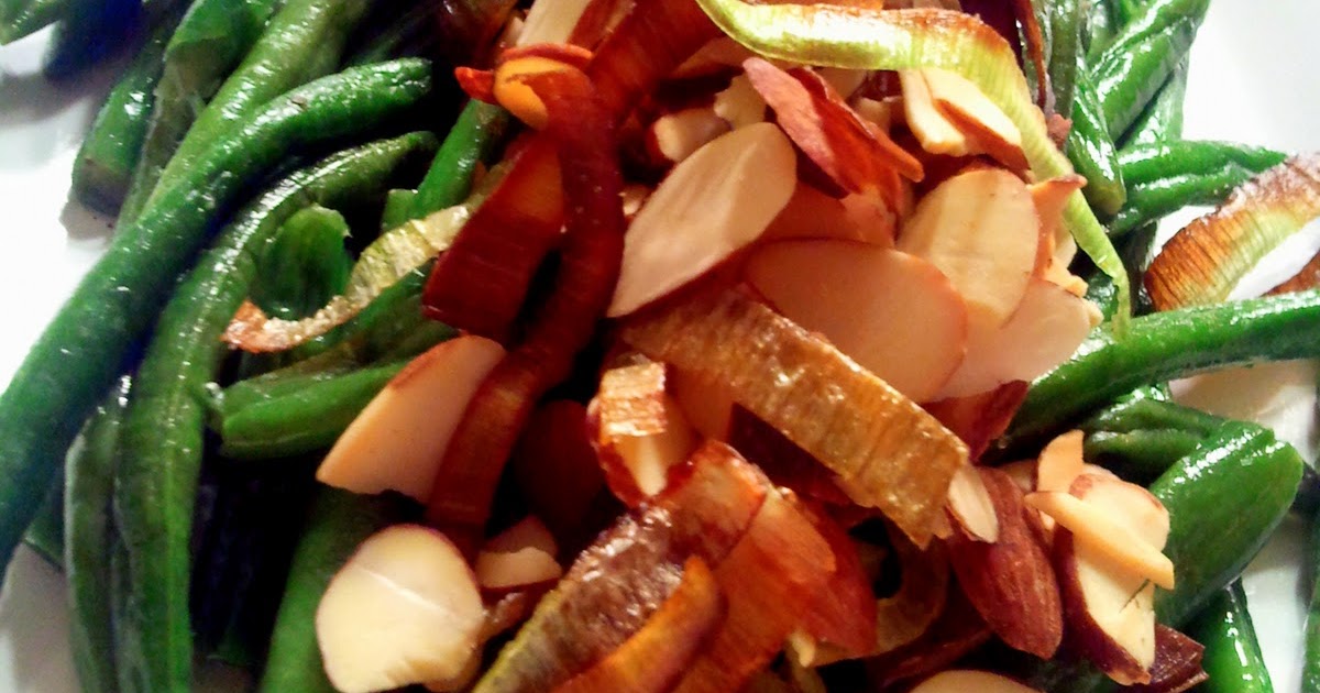 .Sustenance. Buttered Green Beans with Leeks and Sliced Almonds