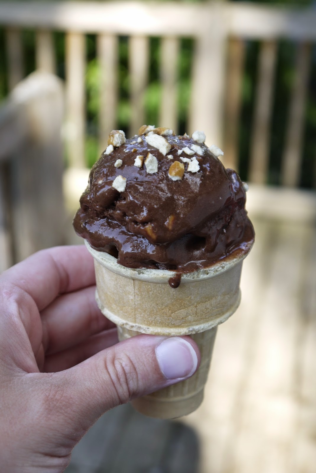 Chocolate ice cream in a cone