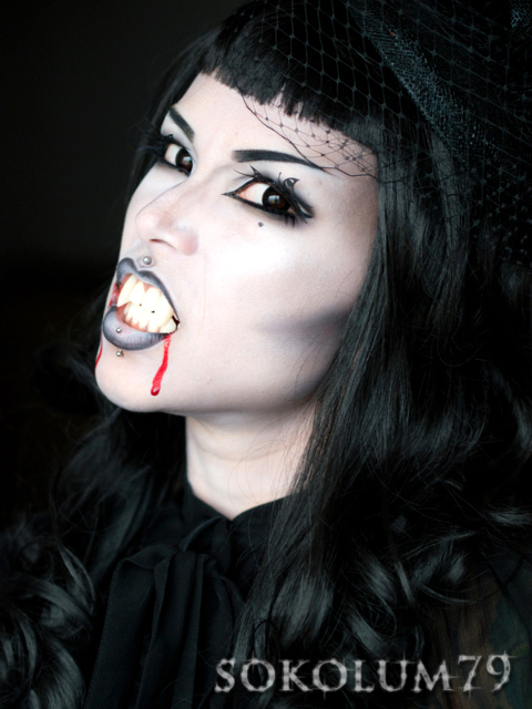 Monochromatic vampire makeup