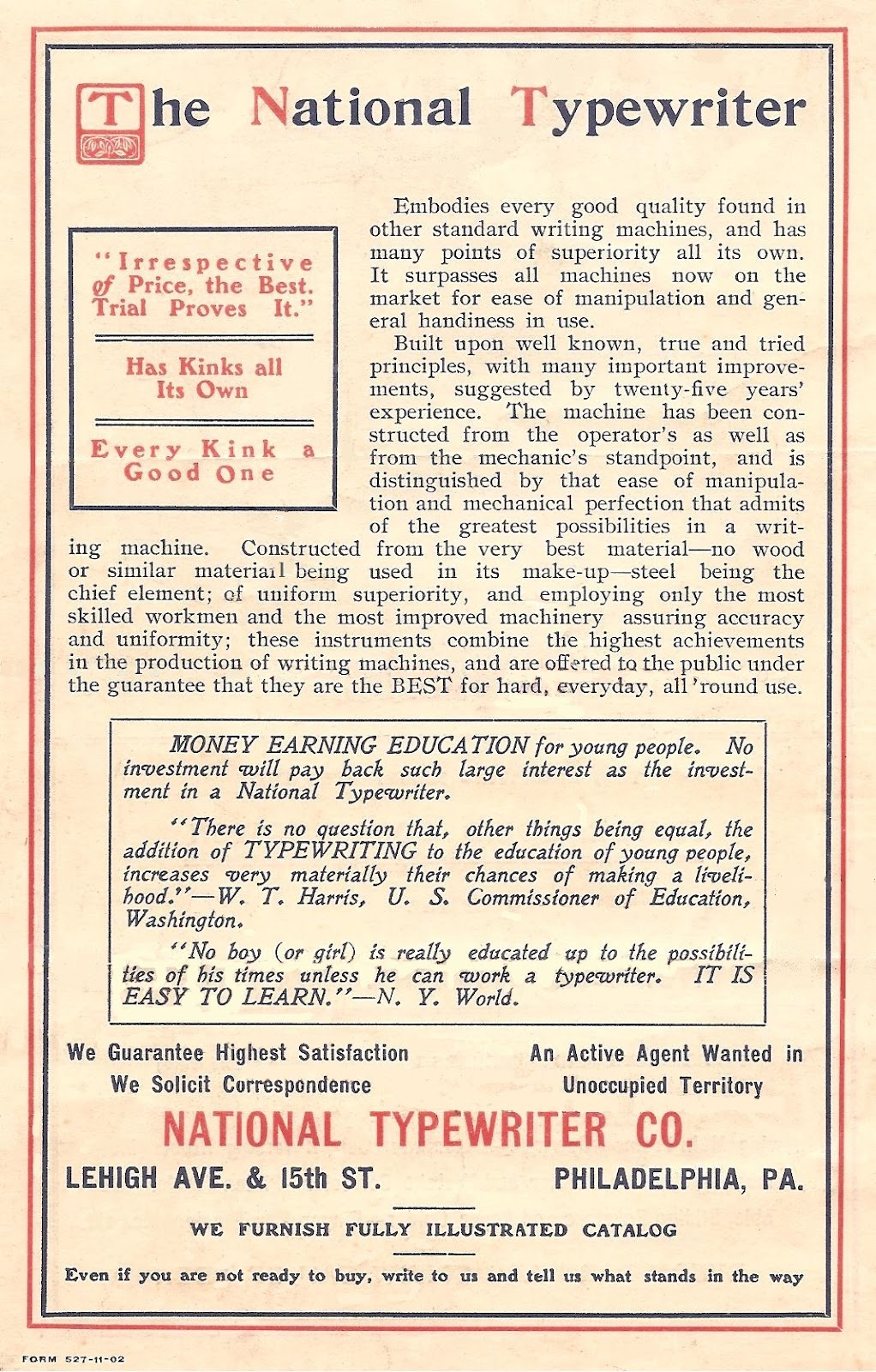 oz.Typewriter National Typewriter Brochure