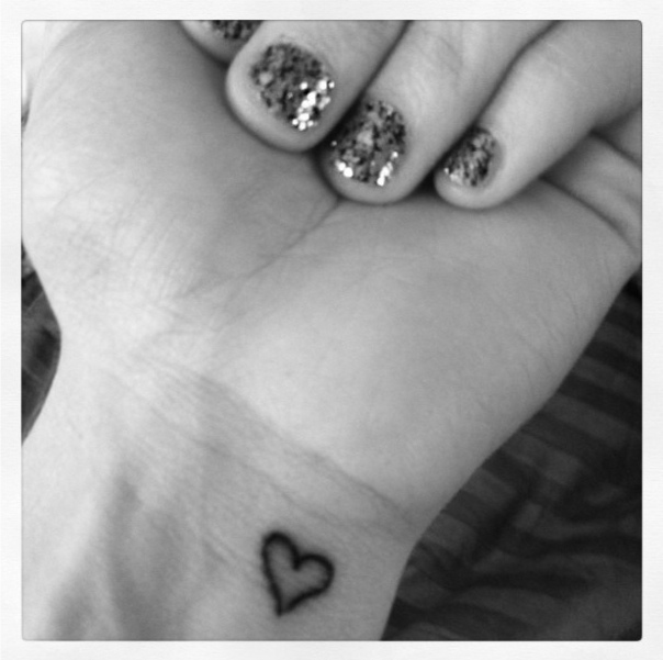 Small Black Heart Tattoos On Wrist