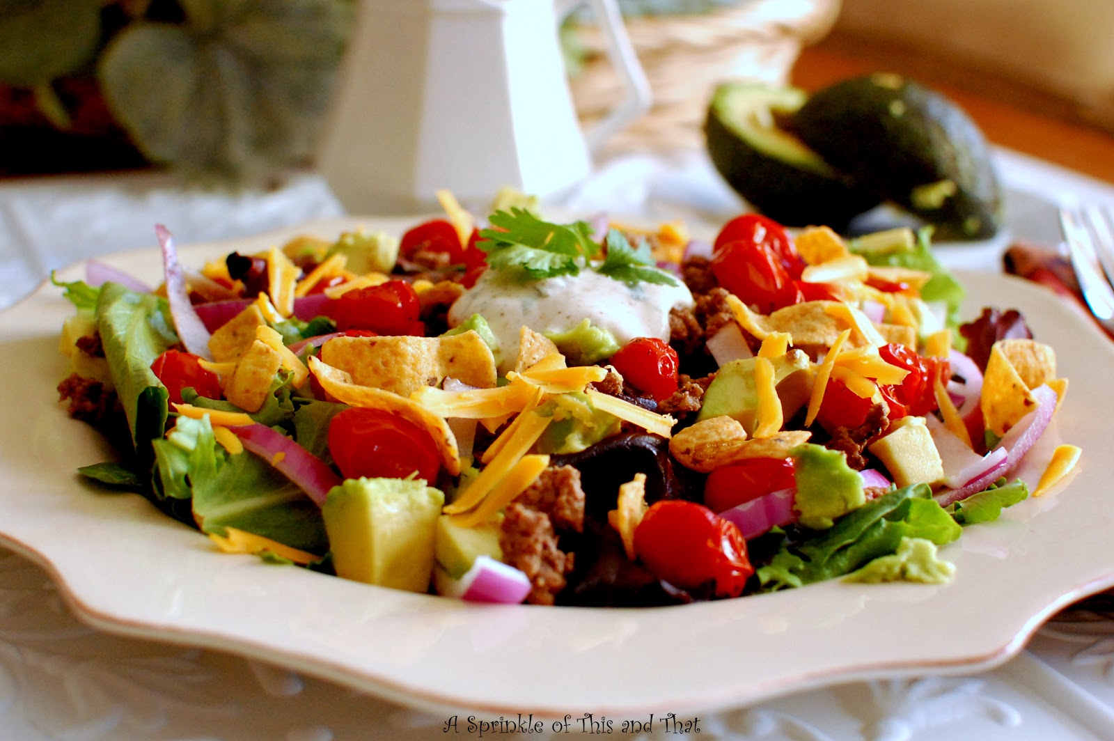 A Sprinkle of This and That Southwest Roasted Tomato Taco Salad