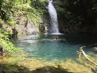 Remax Vip Belize: Dave diving into a waterfall pool
