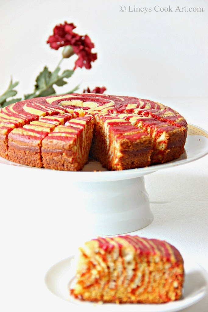 Red Velvet Zebra Cake (Egg less) Lincy's Cook Art