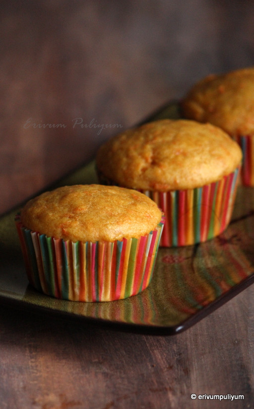 Erivum Puliyum Eggless Carrot Muffins Healthy Muffins(No butter